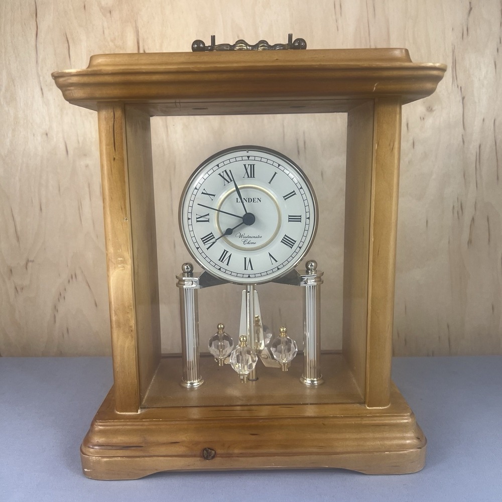 Vintage Linden Westminster Chime Mantel Clock Brown Wood Works or Parts